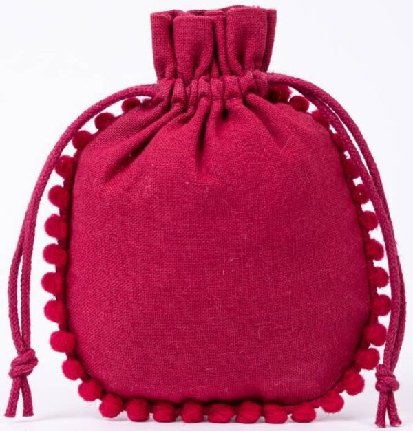Round Pompom Cotton Pouches | Custom Gift Bags | Wholesale Packaging - Image 3