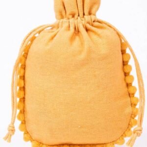 Round Pompom Cotton Pouches | Custom Gift Bags | Wholesale Packaging