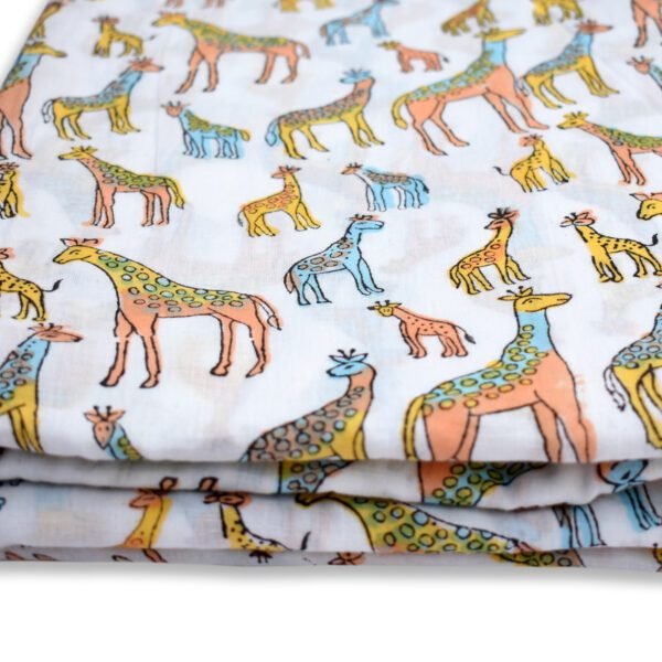 Wholesale Cotton Fabric with Hand Block Printed Giraffe Design - Image 4