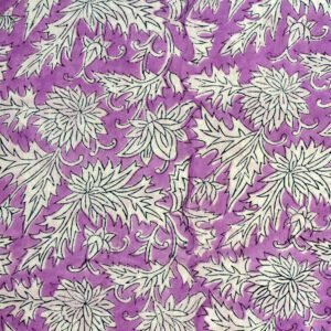 Wholesale Hand Block Printed Cotton Fabric in Purple Floral Design