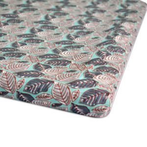Turquoise Leaf Block Print Cotton Fabric | Wholesale Hand-Printed Fabric