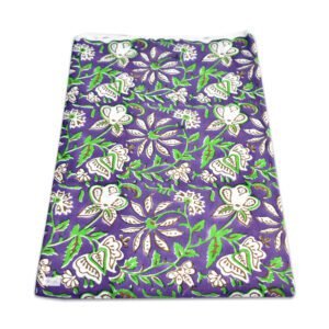 Hand Block Printed Cotton Purple Floral Fabric | Unstitched Cotton Fabric in Wholesale