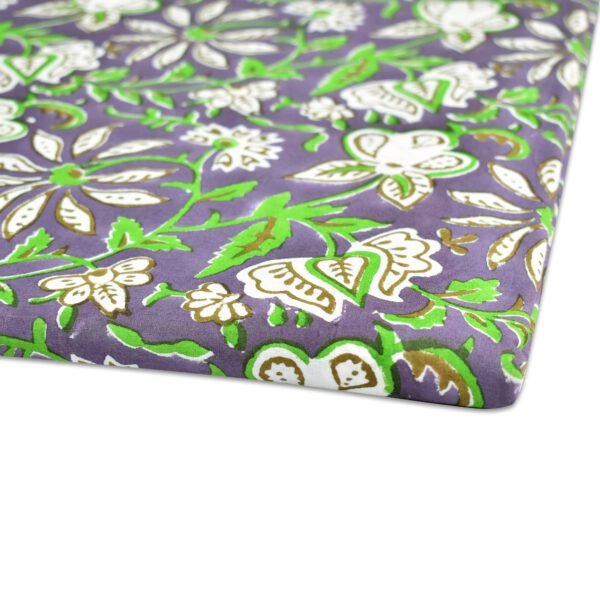 Hand Block Printed Cotton Purple Floral Fabric | Unstitched Cotton Fabric in Wholesale - Image 3