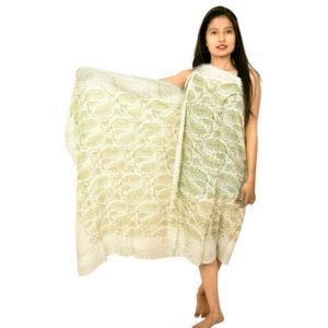 Block Printed Botanical Sarong | Sage Green Cotton Beach Wrap