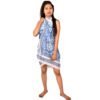 Portuguese Tile Block Print Sarong | Blue White Beach Cover Up Wrap - Image 5
