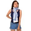 Portuguese Tile Block Print Sarong | Blue White Beach Cover Up Wrap - Image 2