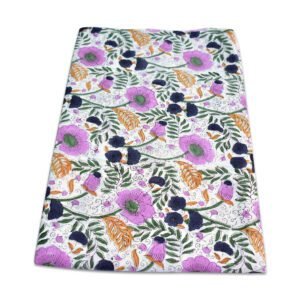 Purple Blossom Hand Block Printed Cotton Fabric | Wholesale Nature-Inspired Fabric