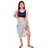 Hand Block Printed Moroccan Lattice Cotton Sarong | Sky Blue and White Scarf - Image 3