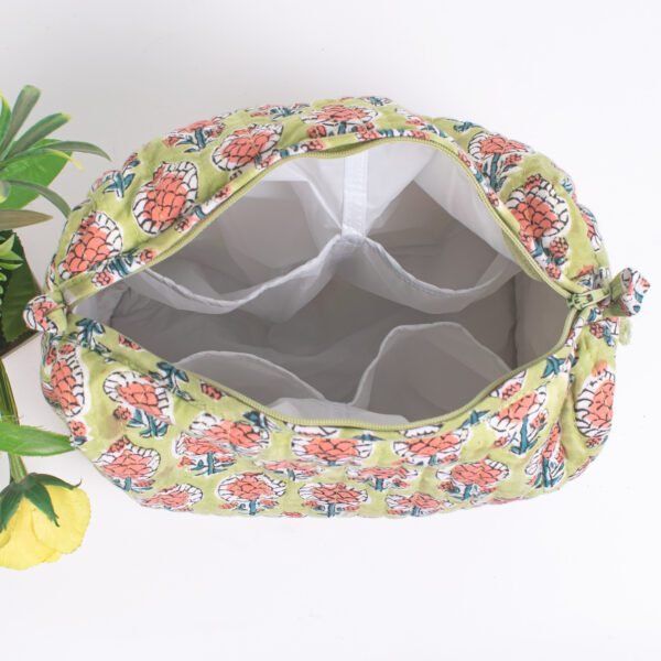 Apple Motif Block Print Makeup Bag Set | Artisanal Cosmetic Pouches | Hand-Printed Travel Organisers - Image 5