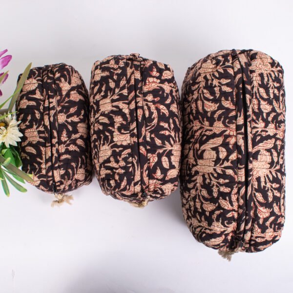 Midnight Botanical Block Print Makeup Bags| Luxury Makeup & Travel Organisers | Wholesale Collection - Image 5