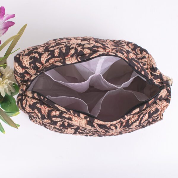 Midnight Botanical Block Print Makeup Bags| Luxury Makeup & Travel Organisers | Wholesale Collection - Image 2