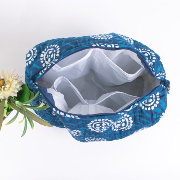 Azure Sunburst Makeup Bag Set | Block Printed Cosmetic Pouches | Wholesale Collection - Image 5